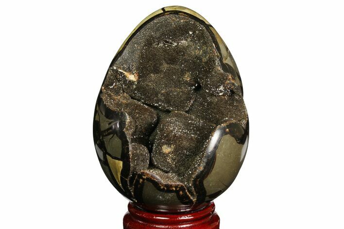 Septarian Dragon Egg Geode - Black Crystals #157893
